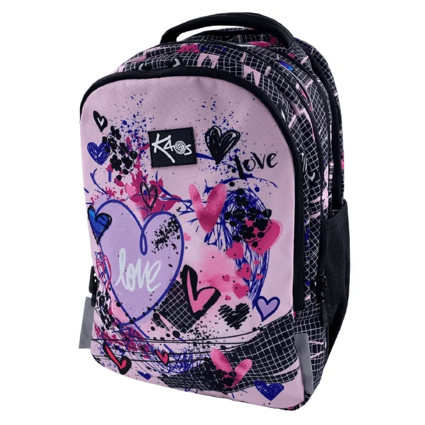 KAOS skoletaske pink love